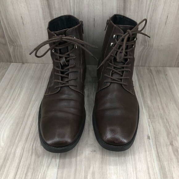 Robert Wayne Ankle Boots Mens 12D Brown Leather Zip Lace Up Boots main image 12